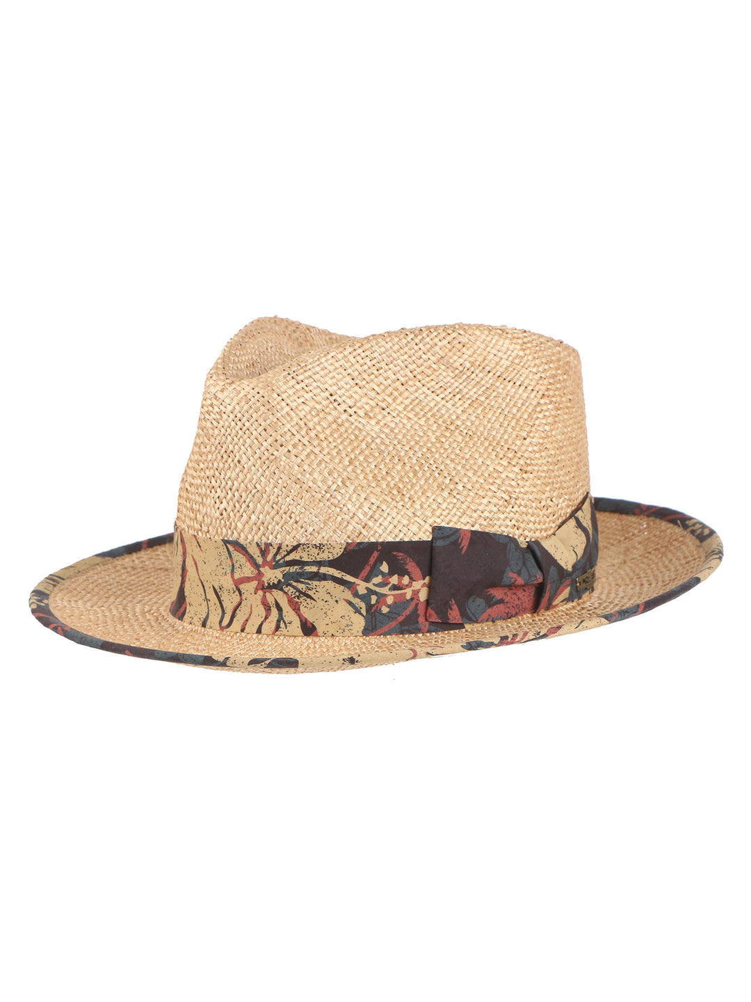 Baron Bao Straw Fedora Hat – Boho Classic with Tropical Print | Mossant Paris