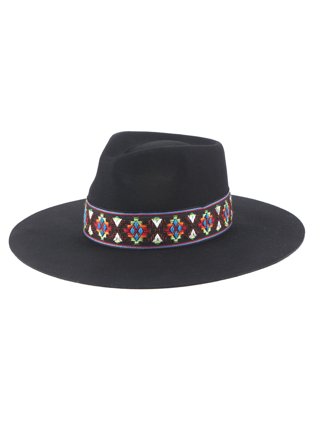 Tribal Grosgrain band Wool Fedora Hat | Unna