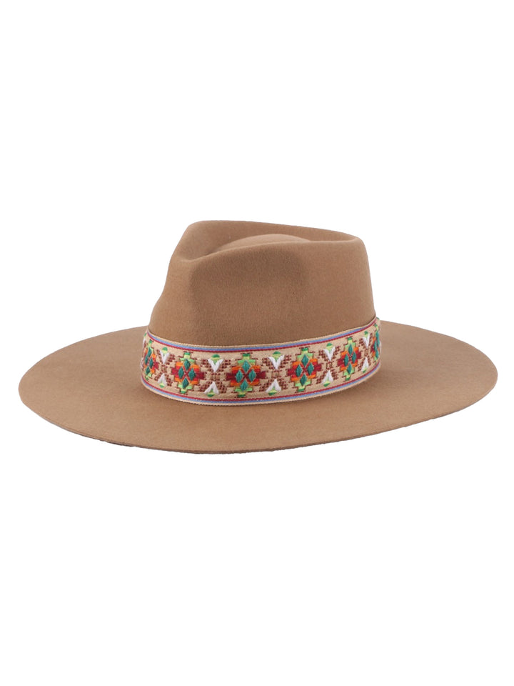 Tribal Grosgrain band Wool Fedora Hat | Unna