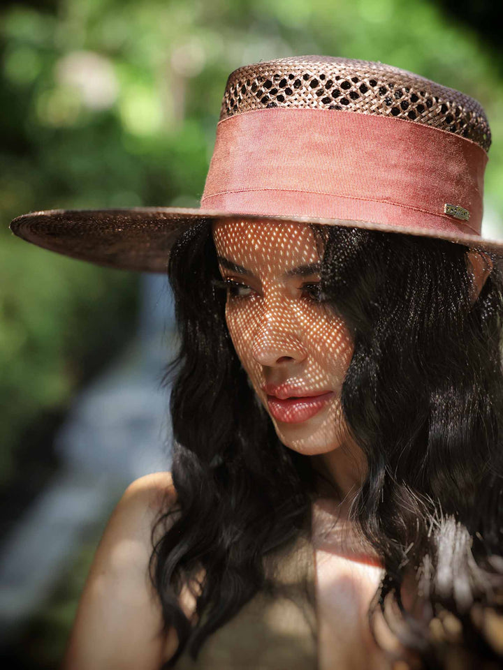 Solène – Wide Brim Hemp Boater Hat by Mossant Paris