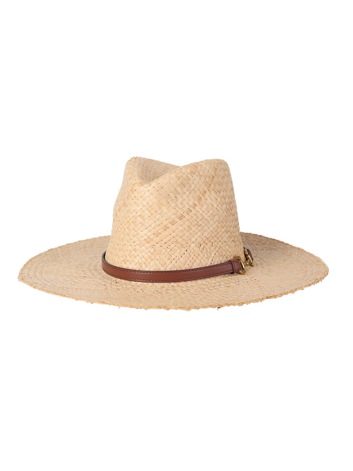 Ummi Raffia Straw Fedora – Vegan Leather Belt & Buckles | Classic Wide Brim