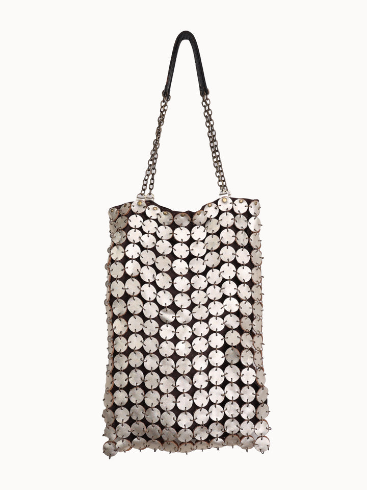 70's dot leather bag | Metallic leather| Brass