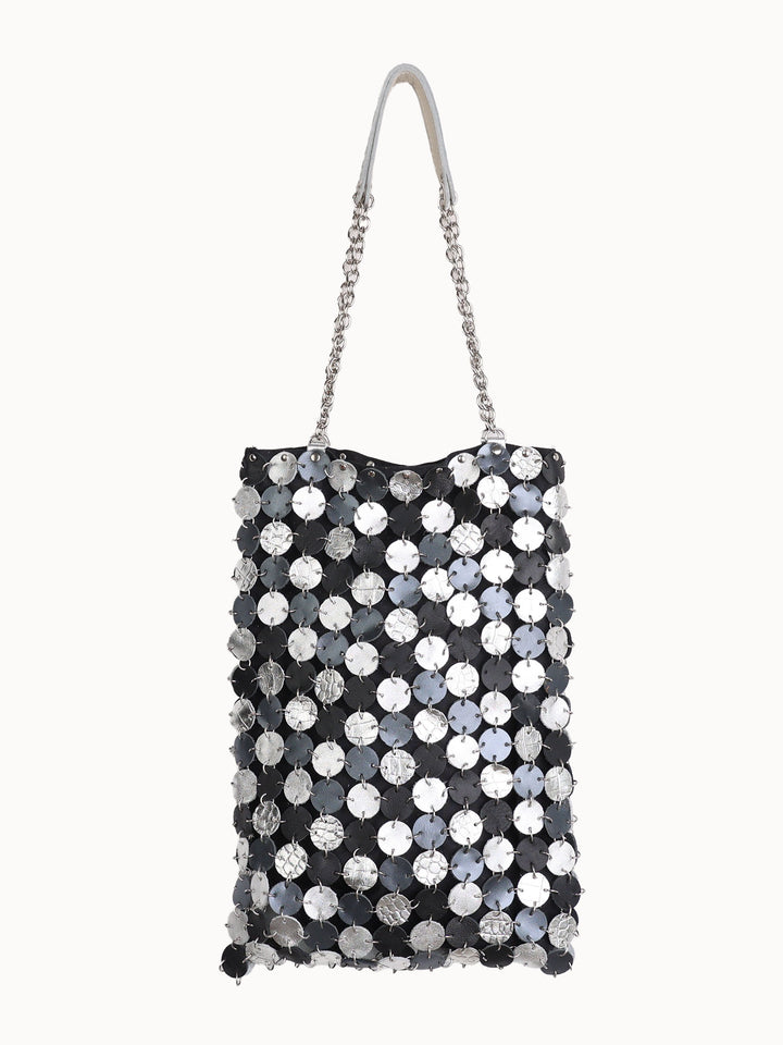 70's dot leather bag | Mix and much leather | Brass & Nickel