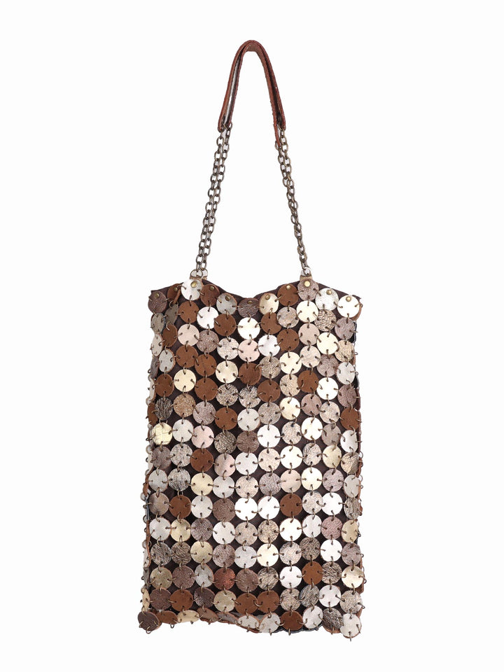 70's dot leather bag | Mix and much leather | Brass & Nickel