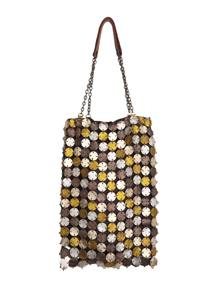 70's dot leather bag | Mix and much leather | Brass & Nickel