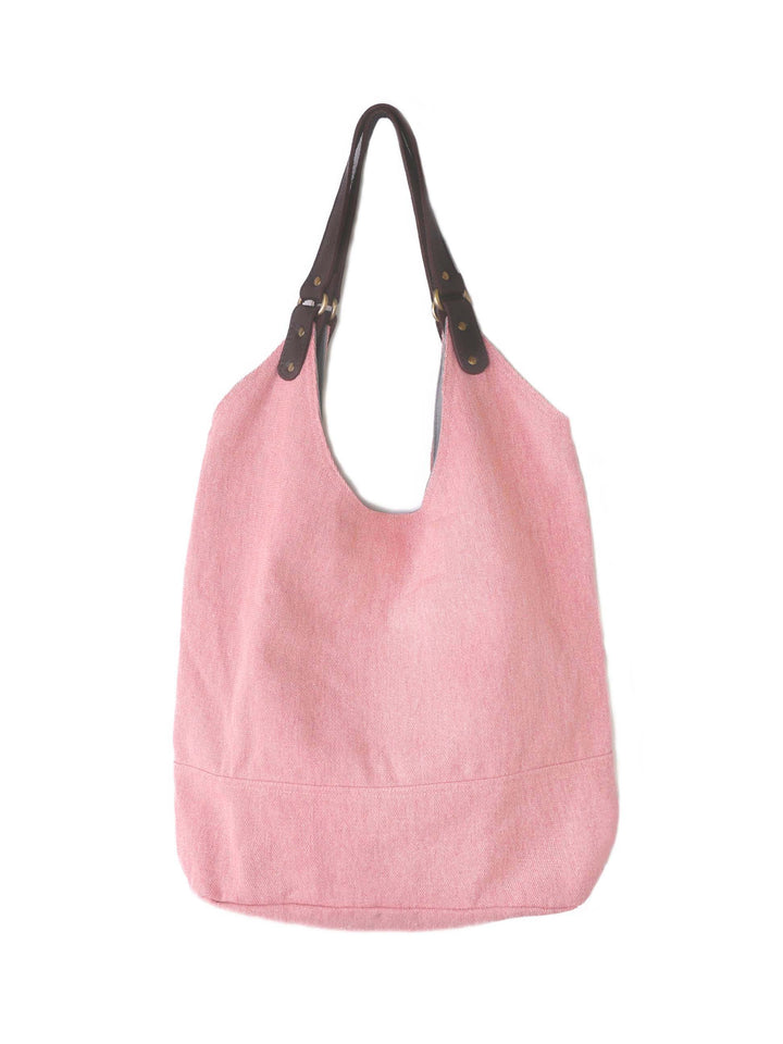Mam | Over size double canvas tote bag with lather handles