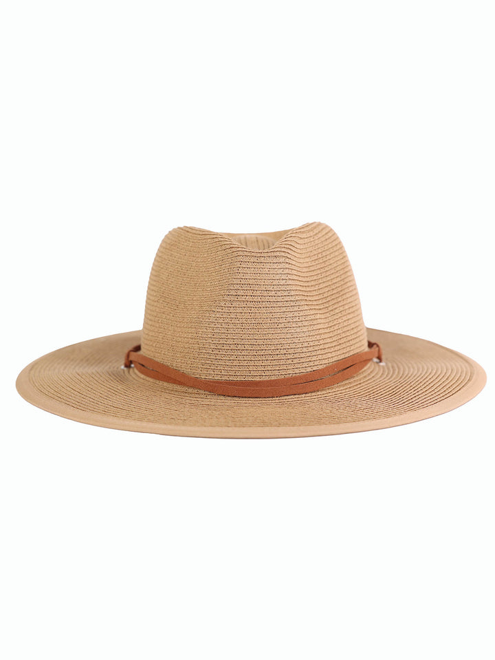 Wide Brim Straw Hat with strap | Aria