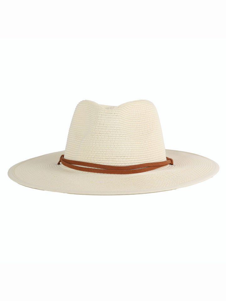 Wide Brim Straw Hat with strap | Aria