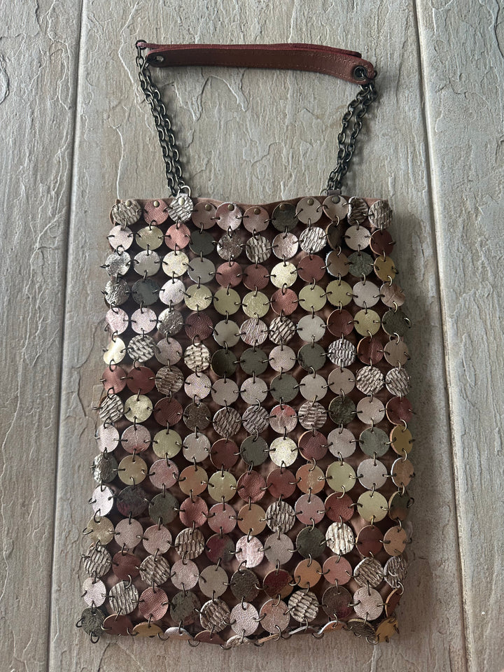 70's dot leather bag | Mix and much leather | Brass & Nickel