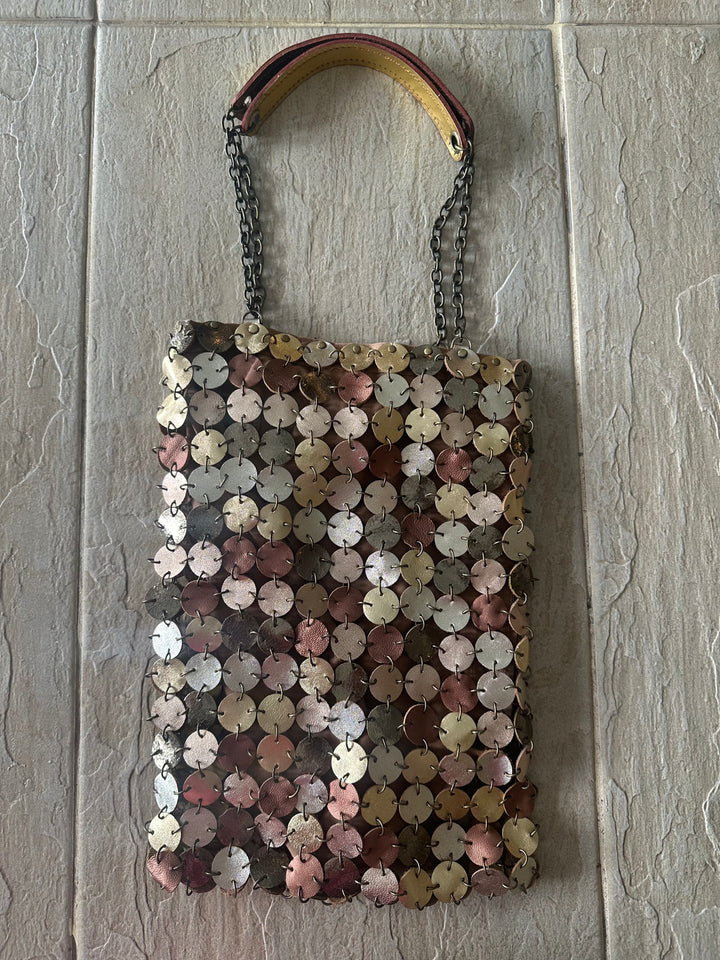 70's dot leather bag | Mix and much leather | Brass & Nickel
