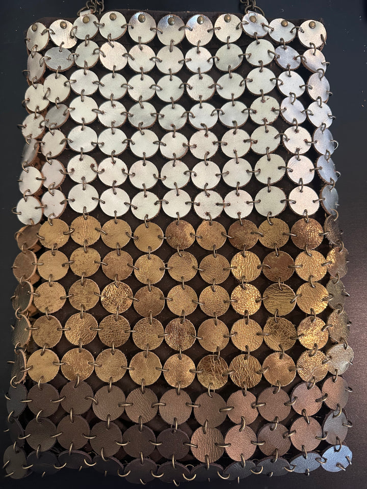 70's dot leather bag | Mix and much leather | Brass & Nickel
