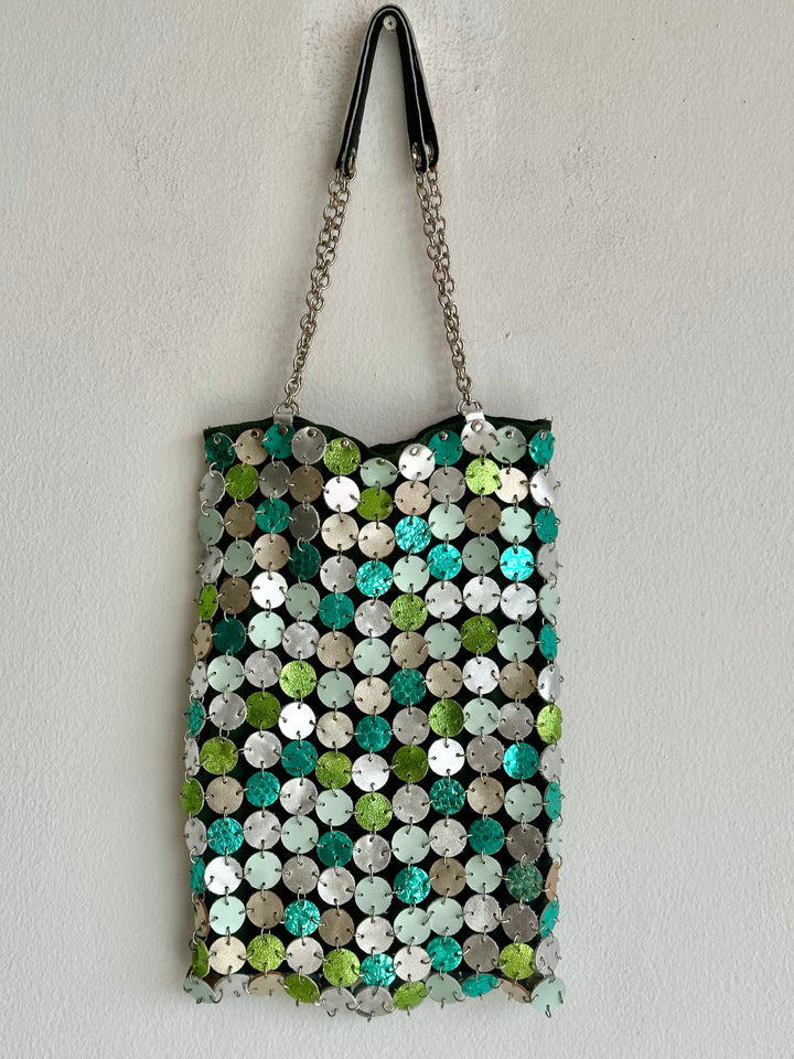 70's dot leather bag | Mix and much leather | Brass & Nickel