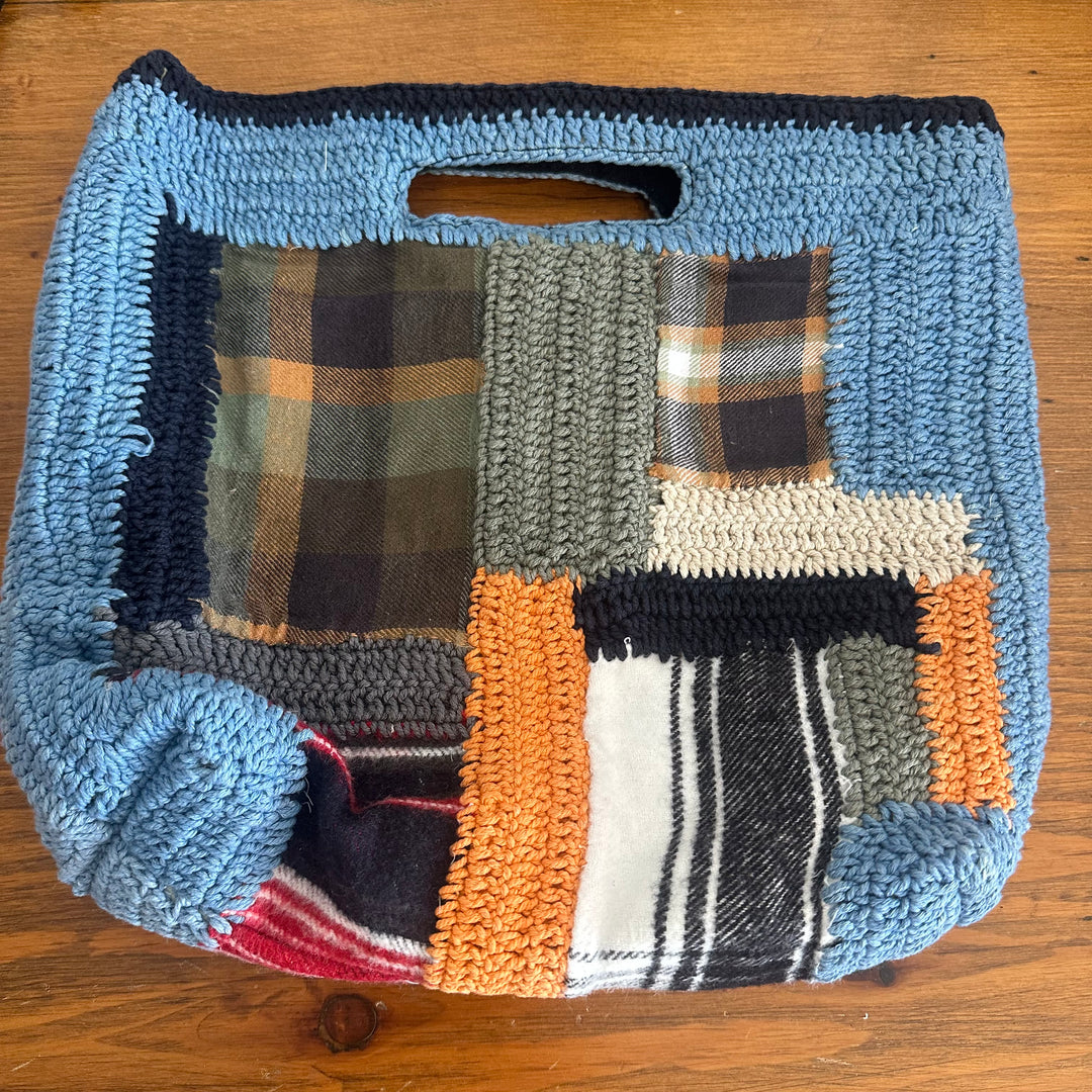 Handbag square handle patchwork Woven Bag