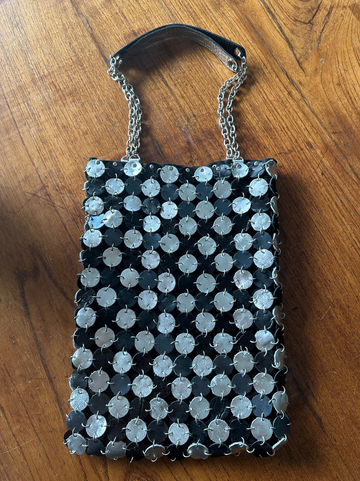 70's dot leather bag | Mix and much leather | Brass & Nickel
