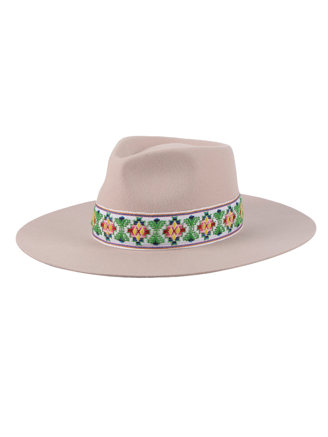 Tribal Grosgrain band Wool Fedora Hat | Unna