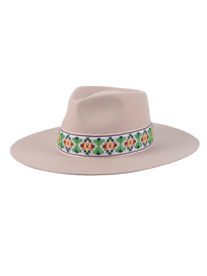 Tribal Grosgrain band Wool Fedora Hat | Unna