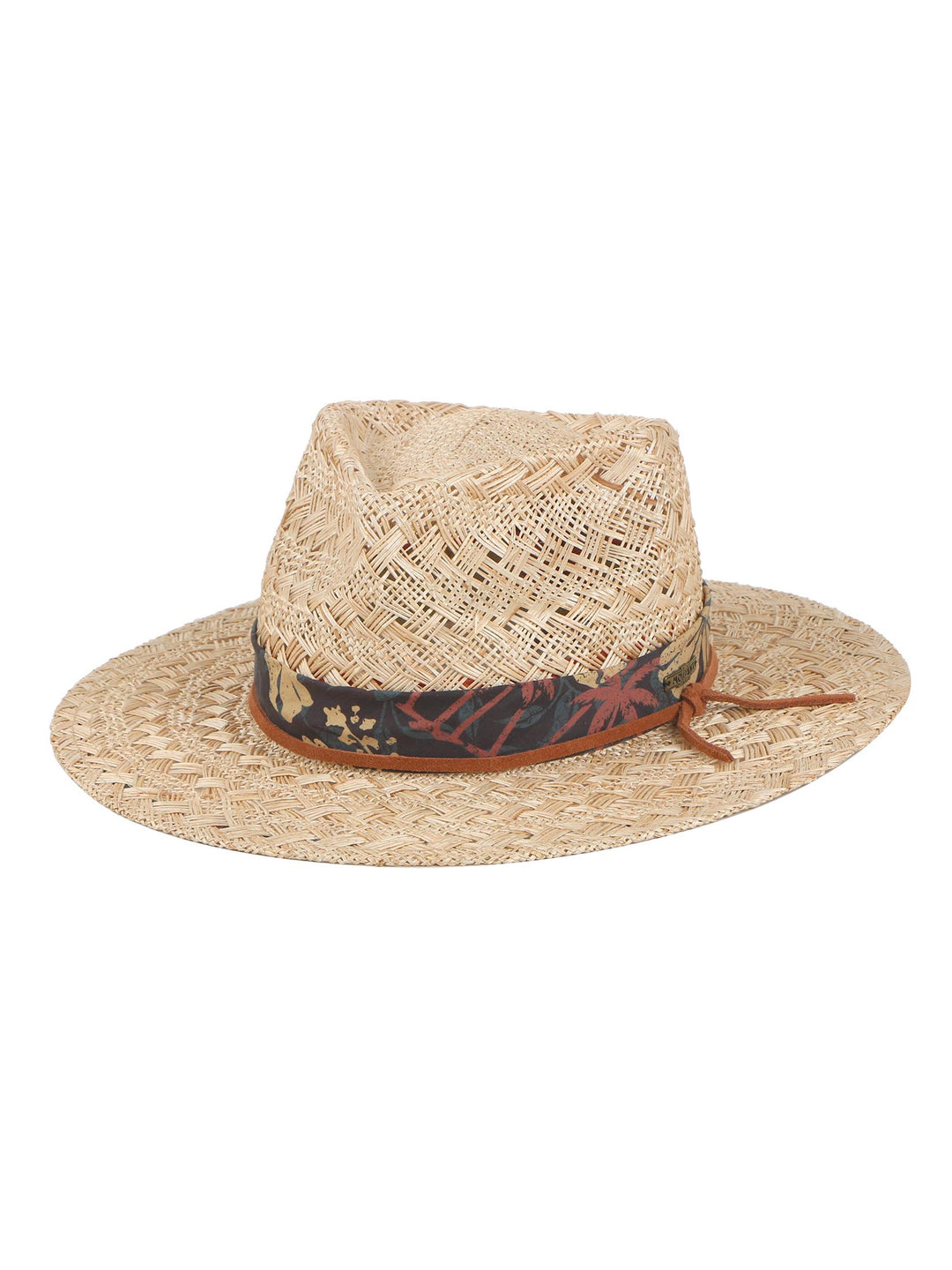 Koa Bao Straw Fedora – Boho Summer Hat with Tropical Print Ribbon | Mossant Paris