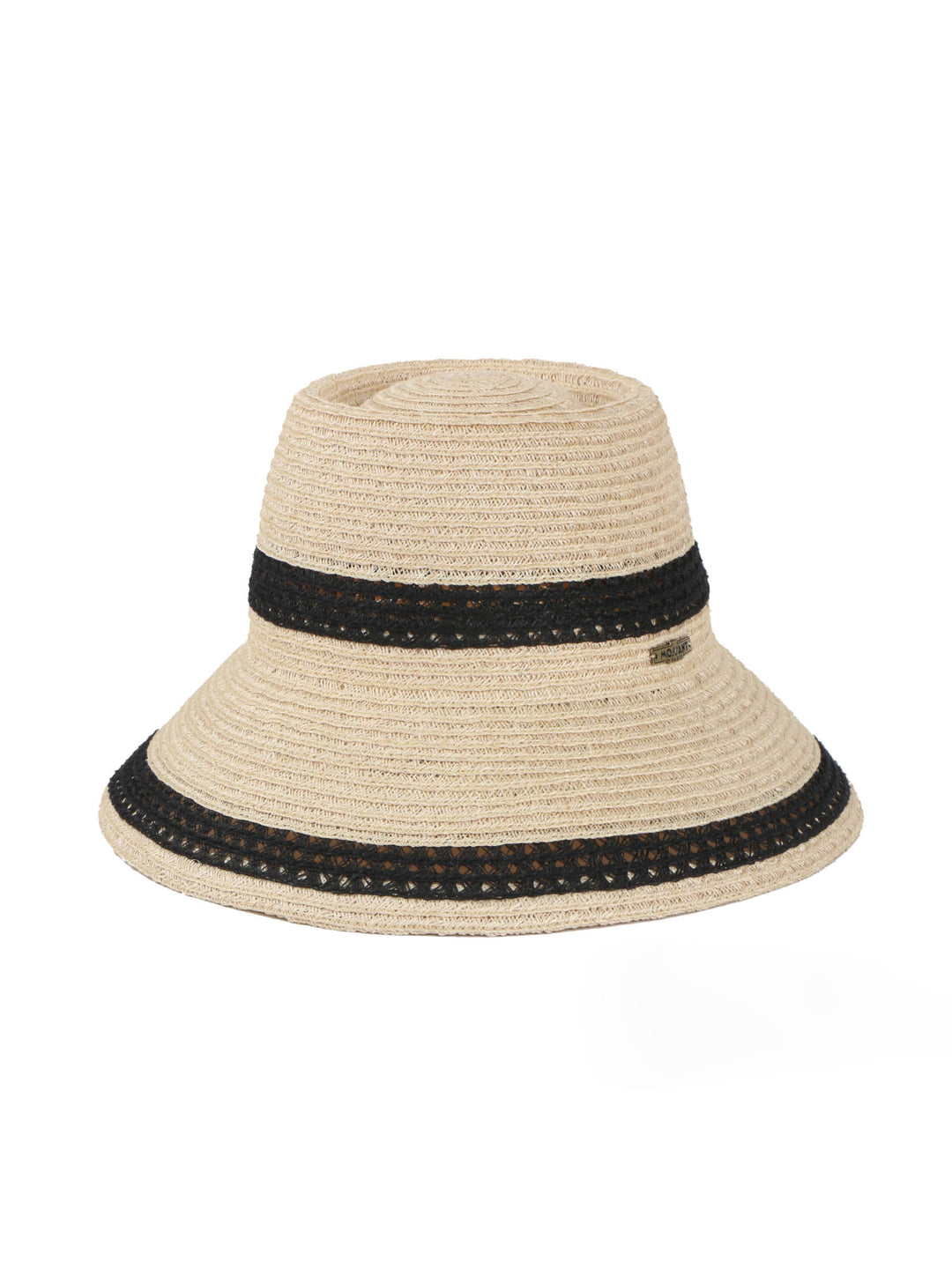 Faina - Hemp Cloche Hat with Woven Contrast Trim By Mossant Paris