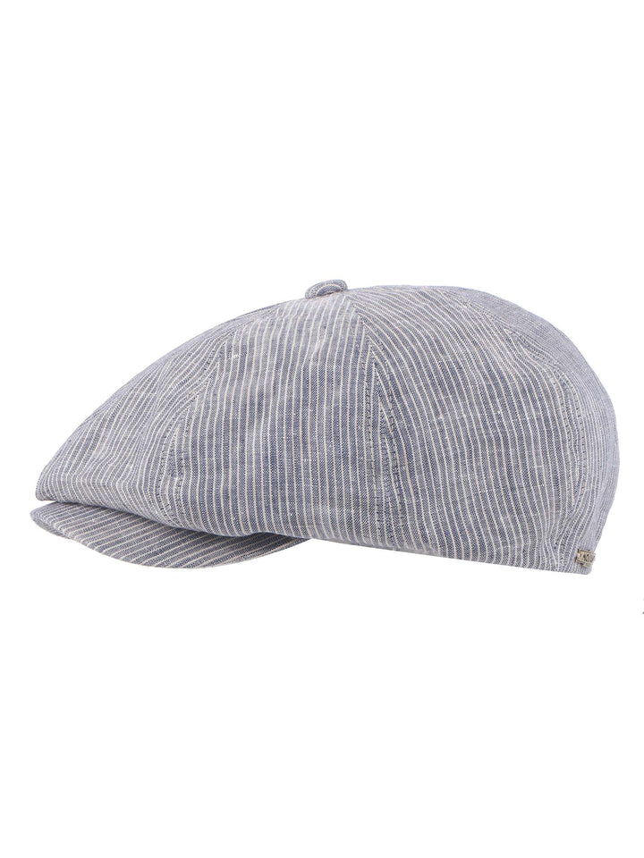 Faxon| Gatsby Flat Cap | Stripe Linen Flat Cap | Mossant Paris
