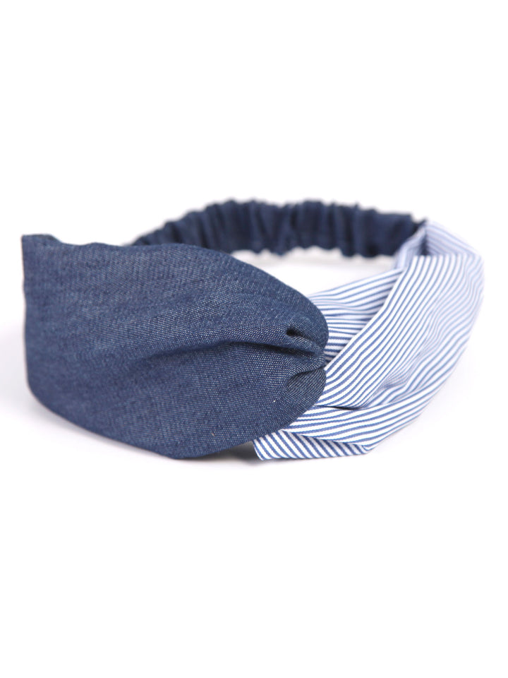 Twist headband | Denim x Hickory pattern