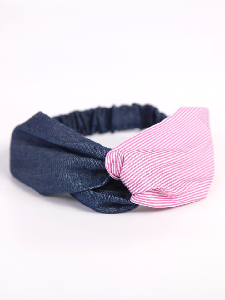 Twist headband | Denim x Hickory pattern