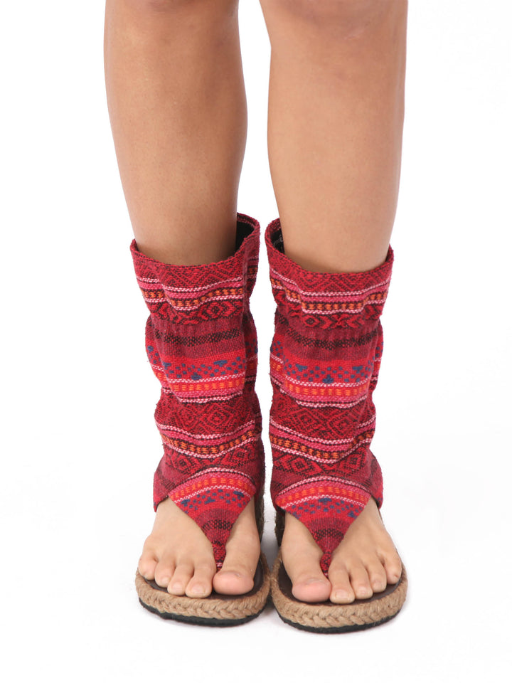 Wedge boho bootie sandals | Red ruby