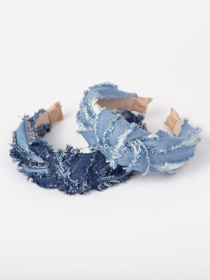 Knotted headband | Raw trim denim