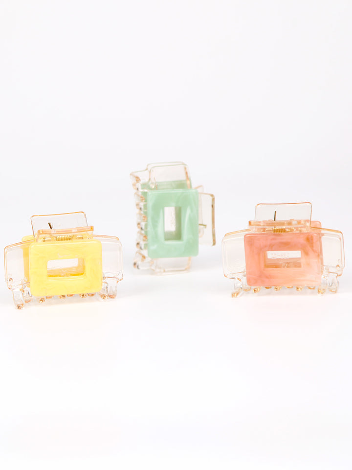 Clear claw hair clip - Square