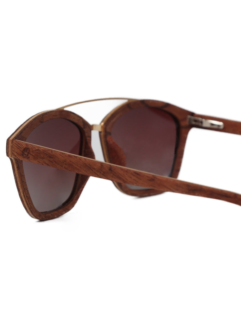 Isra | Dark Brown Wooden Sunglasses | Premium Polarized Lens