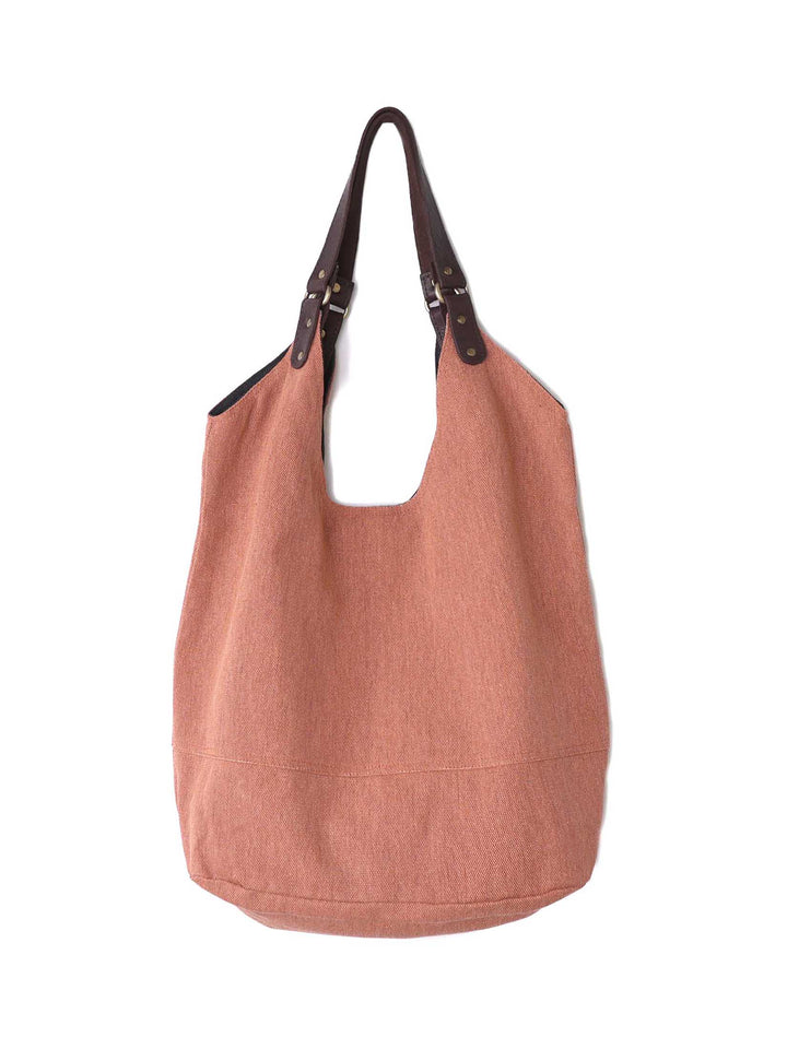 Mam | Over size double canvas tote bag with lather handles