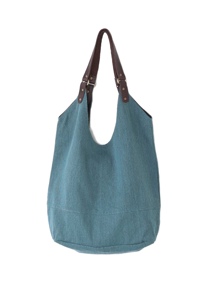Mam | Over size double canvas tote bag with lather handles