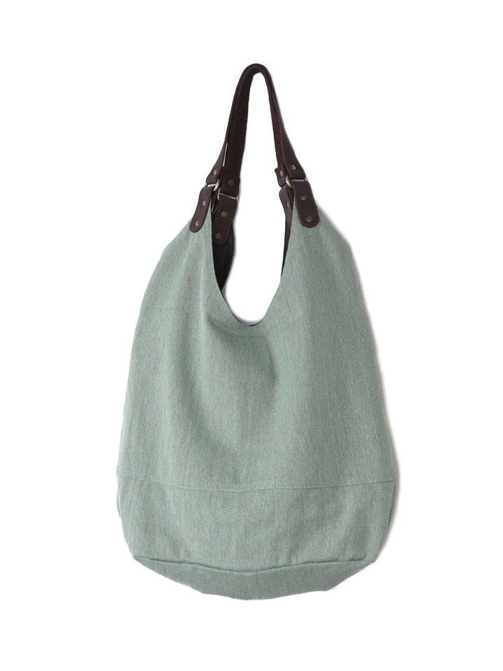 Mam | Over size double canvas tote bag with lather handles