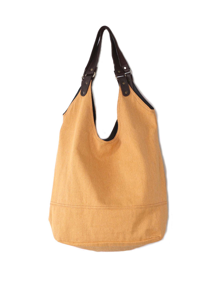Mam | Over size double canvas tote bag with lather handles