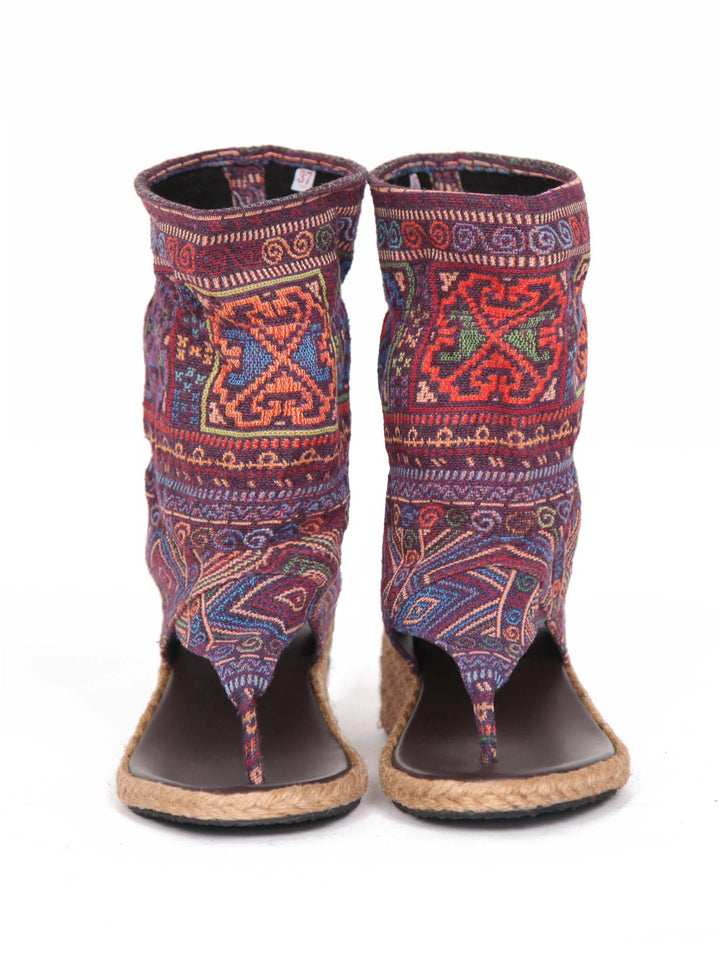 Wedge boho bootie sandals | Purple