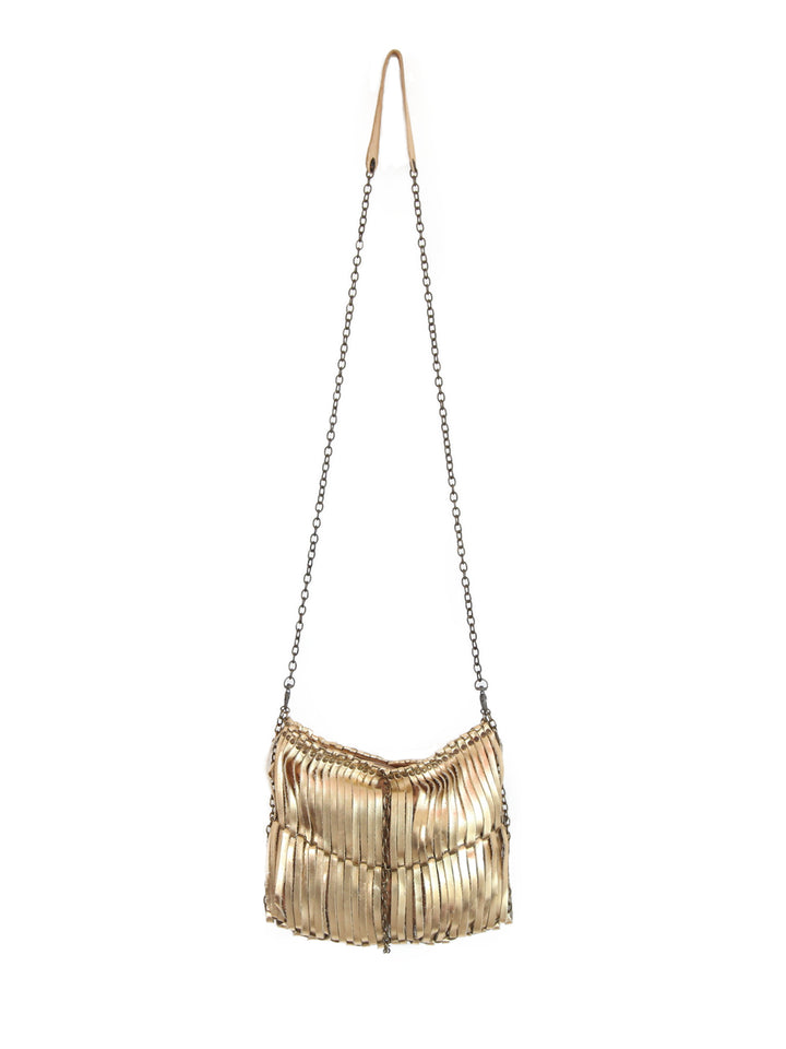 Sleeky funky shoulder & Clutch bag | Metallic | Brass
