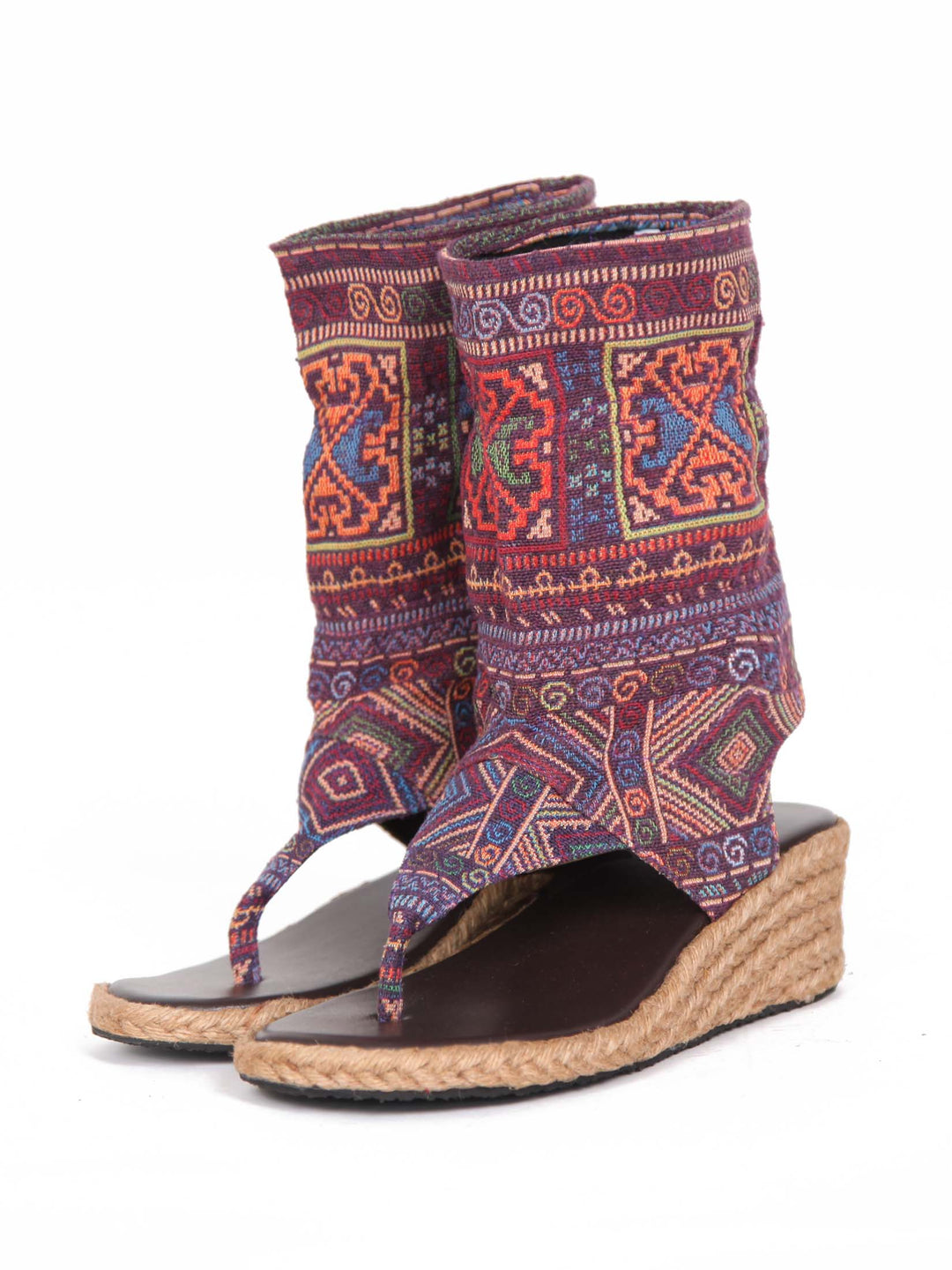 Wedge boho bootie sandals | Purple