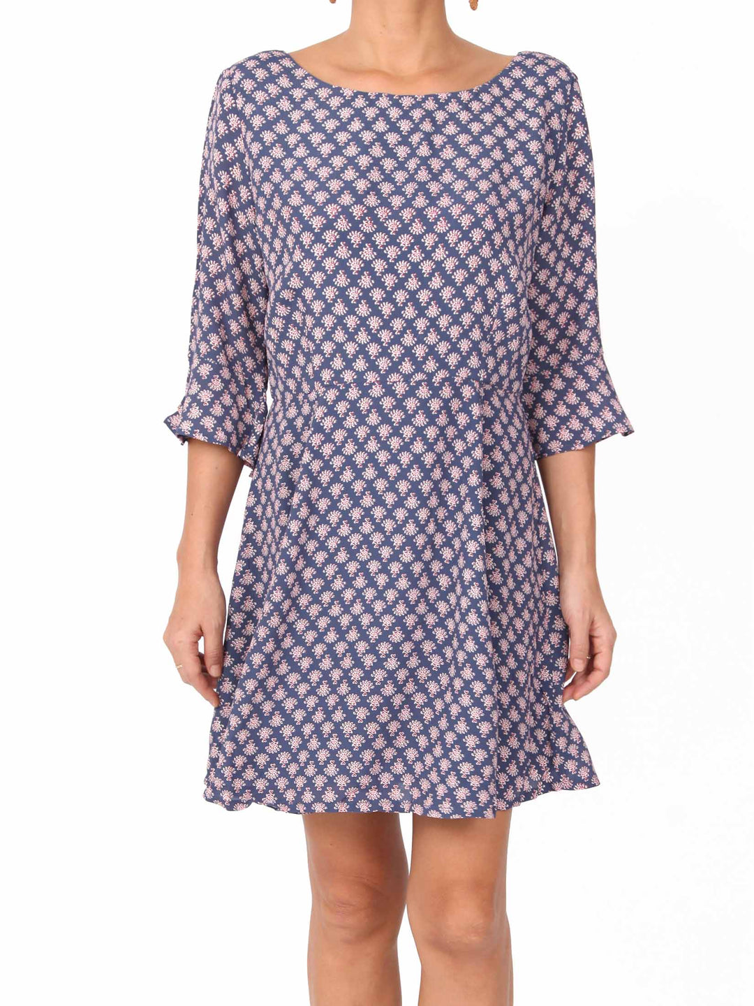 Kacia U back neck three-quarter sleeves Dress