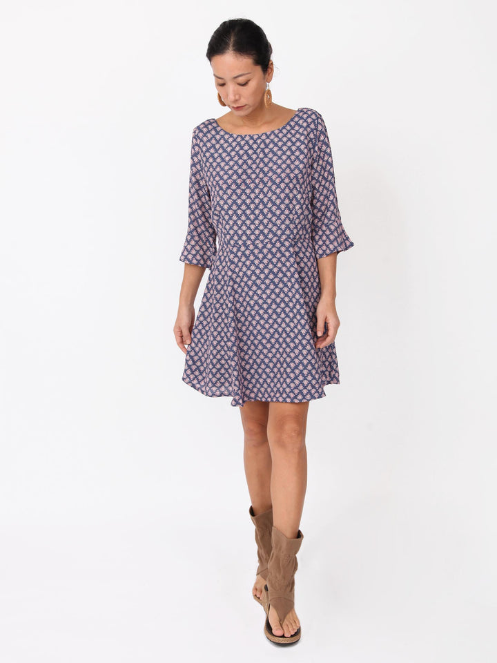Kacia U back neck three-quarter sleeves Dress