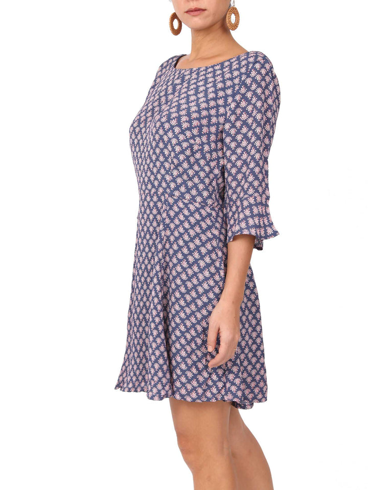 Kacia U back neck three-quarter sleeves Dress