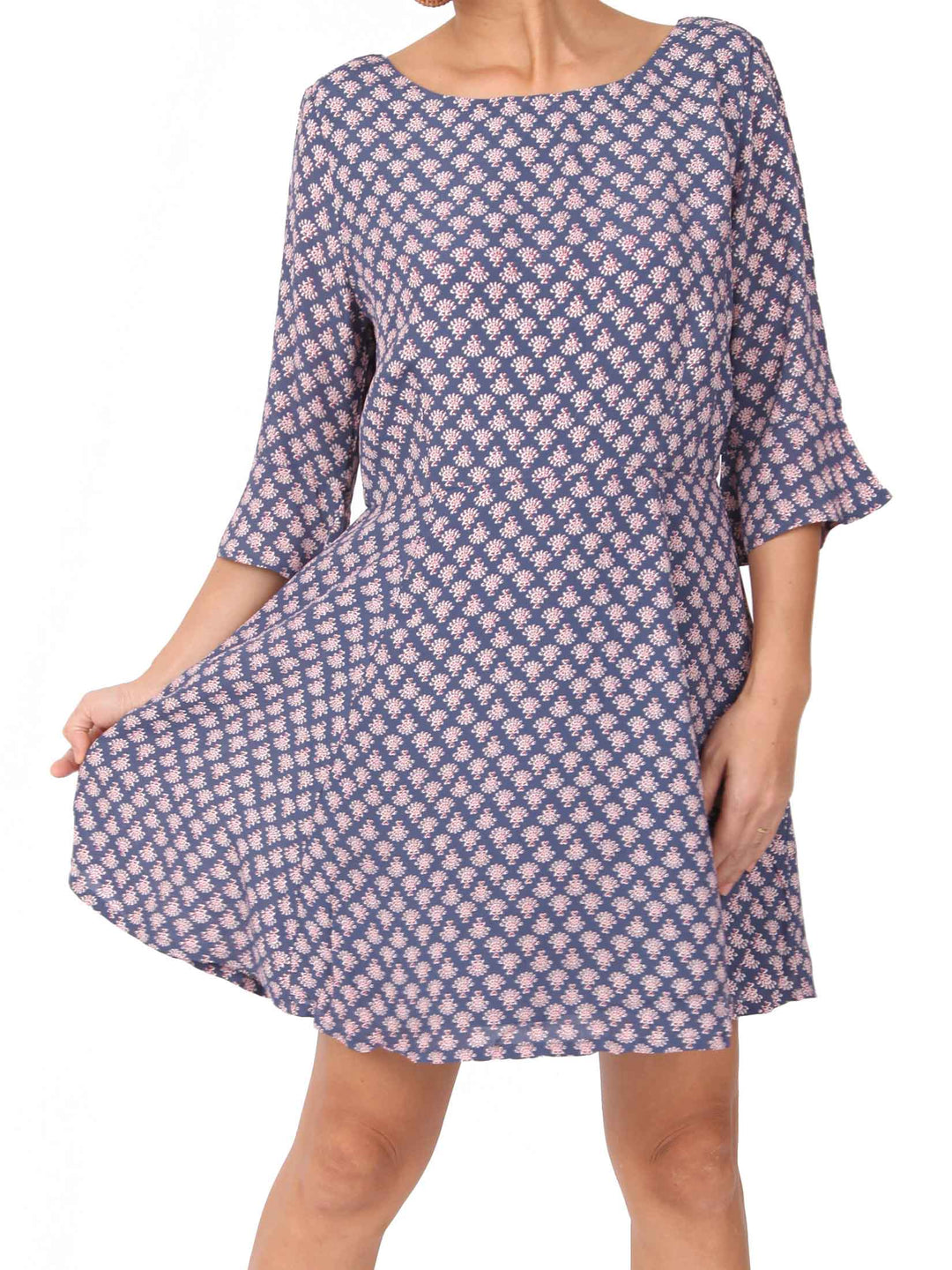 Kacia U back neck three-quarter sleeves Dress