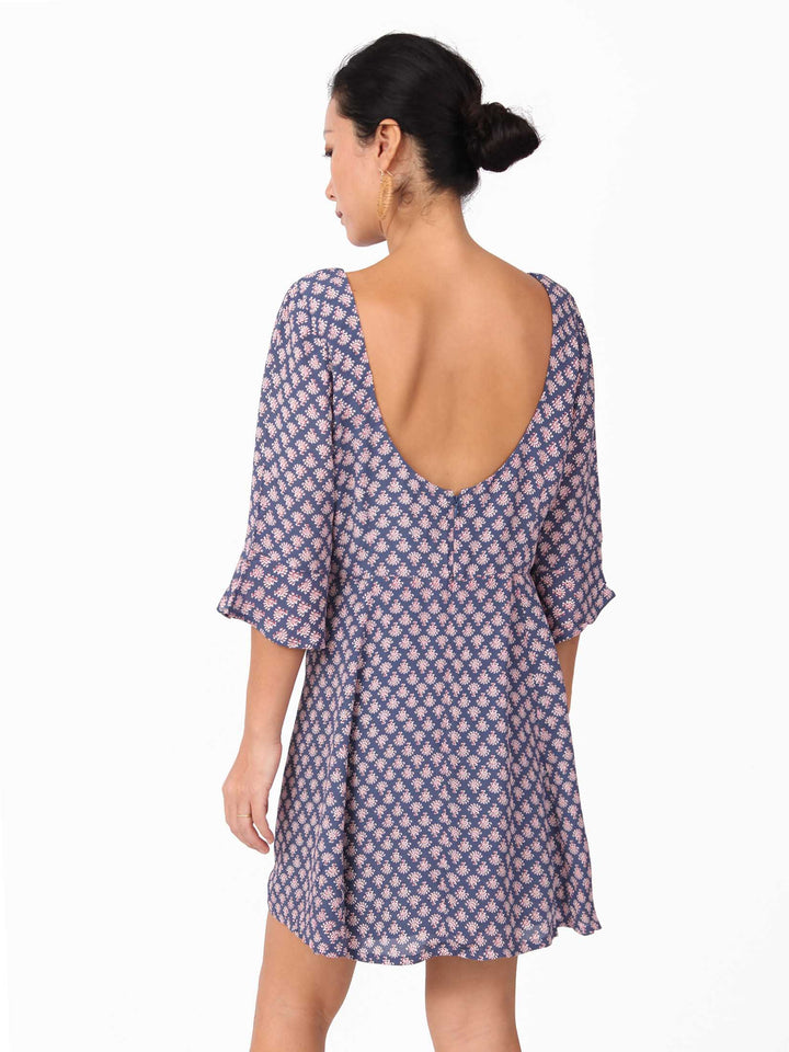 Kacia U back neck three-quarter sleeves Dress