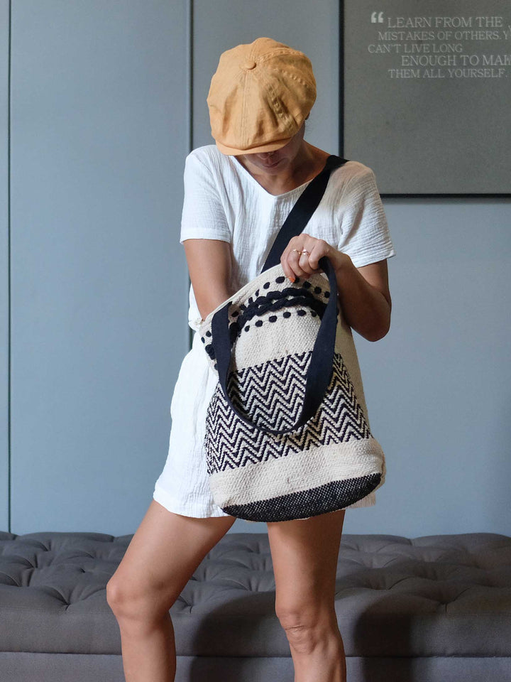 Yu | Boho macrame canvas Oversized Bag
