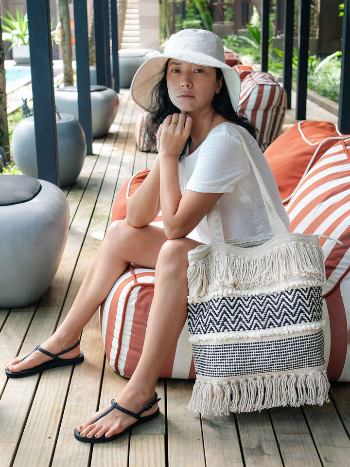 Yu | Boho macrame canvas Oversized Bag