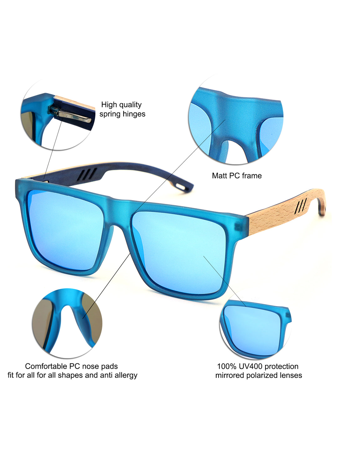 Lucas | Wood x Acetate Sunglasses |  Rectangle Sunglasses