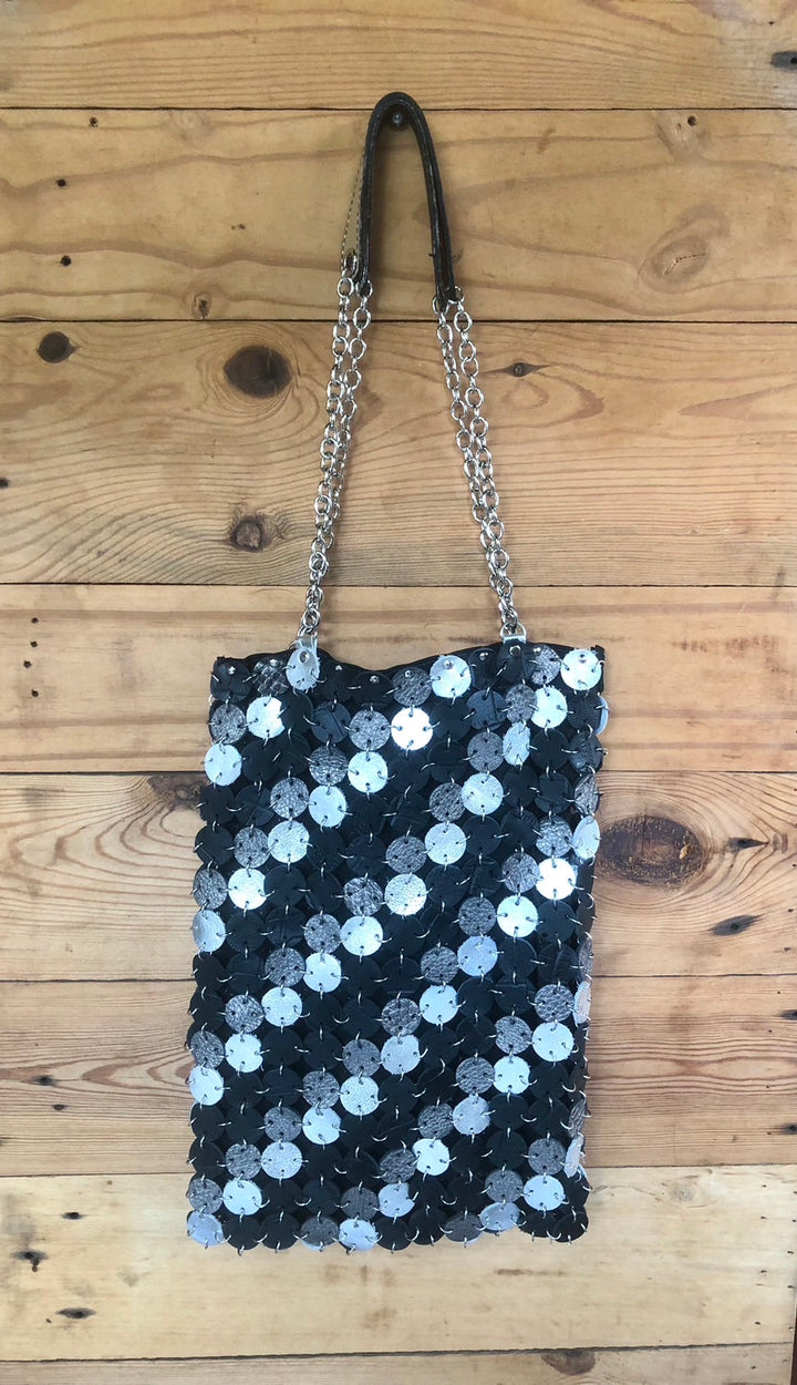 70's dot leather bag | Mix and much leather | Brass & Nickel