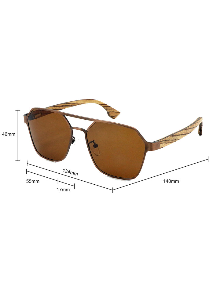 Unique Modern Sunglasses | Metal Frame and Natural Wood Temple | Lou