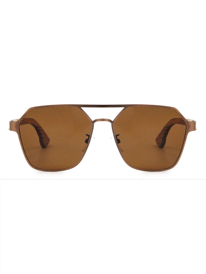Unique Modern Sunglasses | Metal Frame and Natural Wood Temple | Lou