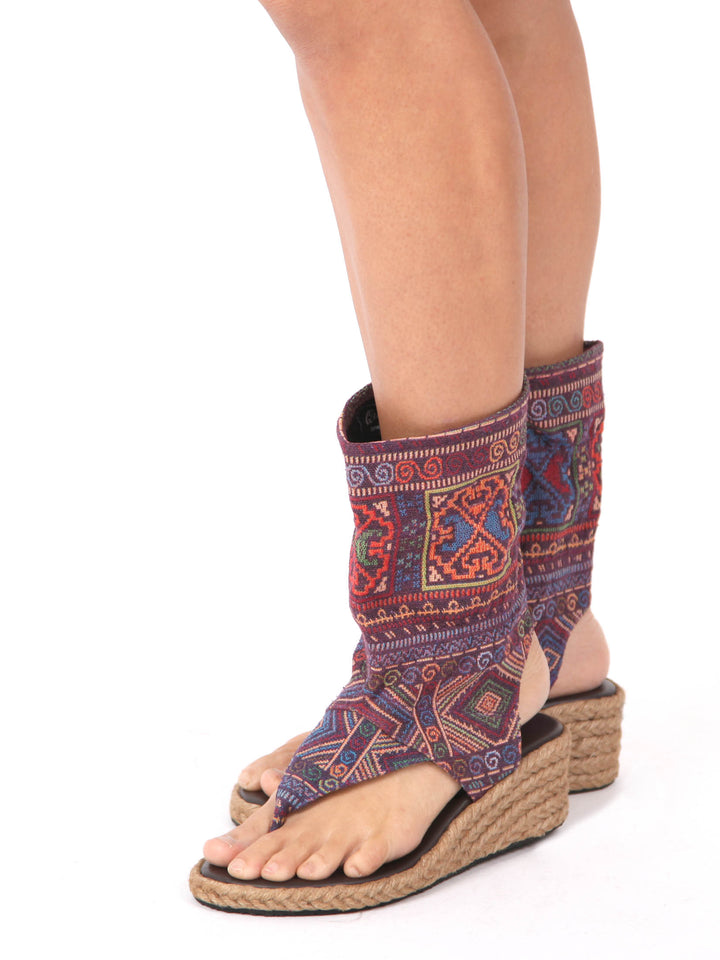 Wedge boho bootie sandals | Purple