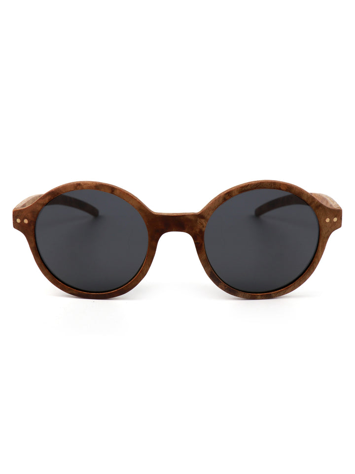 Gagan– Brown Burl Laminate Wood Sunglasses,  Polarized Shades