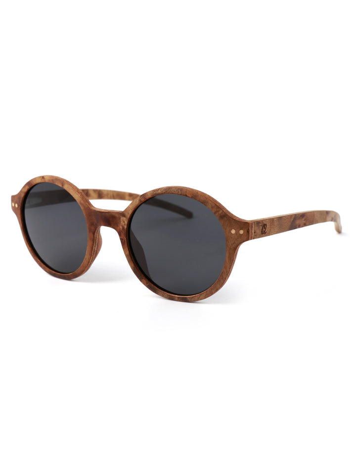 Gagan– Brown Burl Laminate Wood Sunglasses,  Polarized Shades